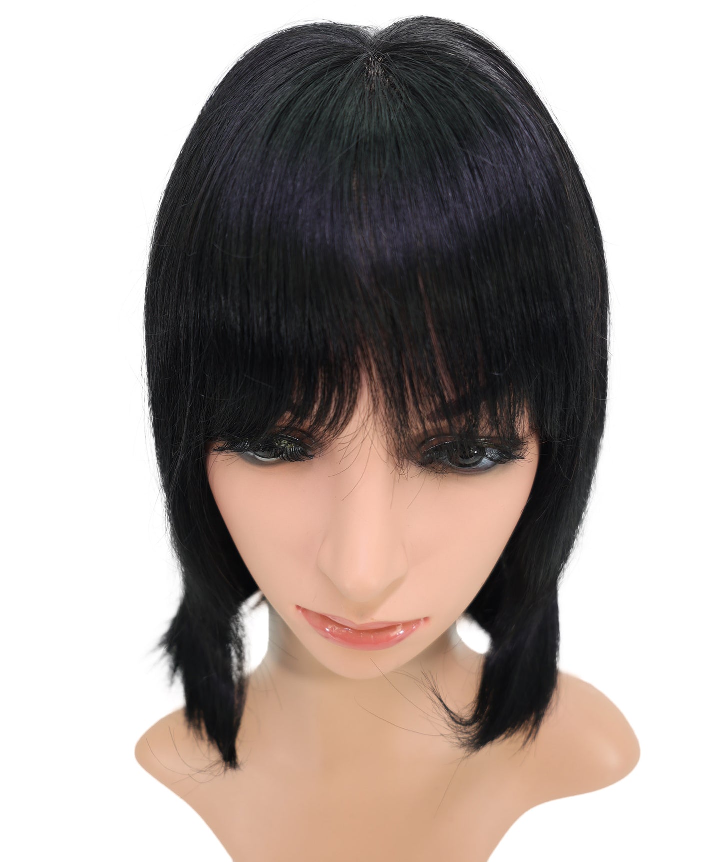 Wigs2you HH-192 ストレートボブ レディース ファッション ウィッグ 12インチ ナチュラルブラック 人毛 | 耐熱性 モノパーツキャップ付き