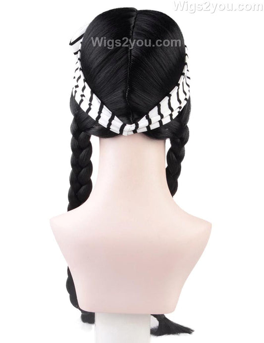 歌手婦人用かつら|ポップ・スターは、ヘッドバンド|割増空気を通すCaplessなキャップH-441で黒いかつらを三つ編みにしました。