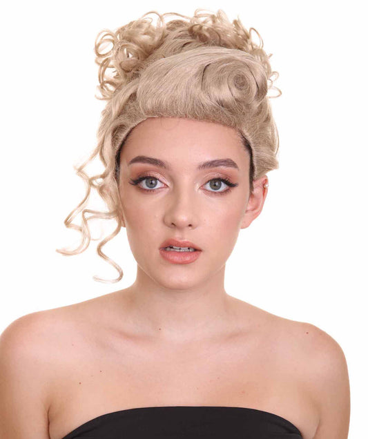 ハロウィンパーティプレミアム H-5235 女性用 短めのブロンドのカーリーでアップスタイルのウィッグ