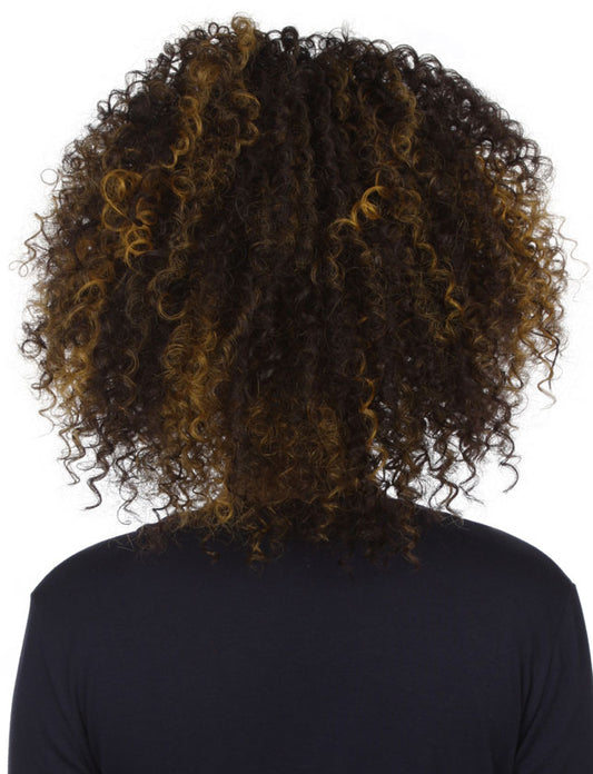 レディースファッション W-810B カーリースタイル チャコールゴールデンブロンドHLハーフウィッグ ヒートスタイル可能 合成繊維