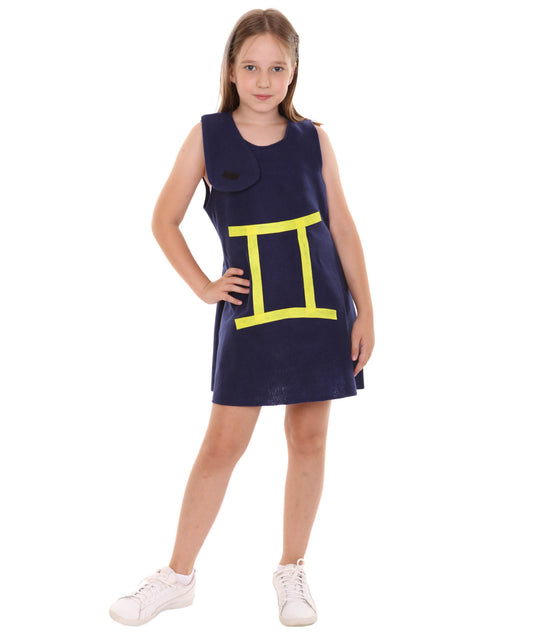 子供用ガール 12 JCO-258(Kids) 双子座の星座 パーティー トロール ドレス コスチューム ブルー ハロウィン コスチューム