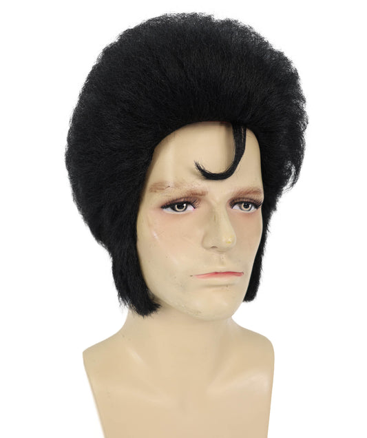 Wigs2you H-7019 エルヴィス・ポンパドール フルウィッグ(大人用、男性用) ブラック 12インチ 合成繊維 ハロウィン、舞台、テーマイベントに最適