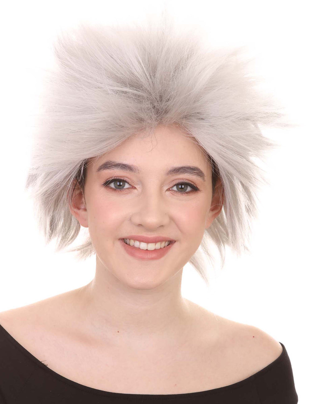 Wigs2you ハロウィンパーティープレミアムレディース H-1449 着やすい快適なフィット感 80 年代女性ロックスタイルグレーカラーウィッグ