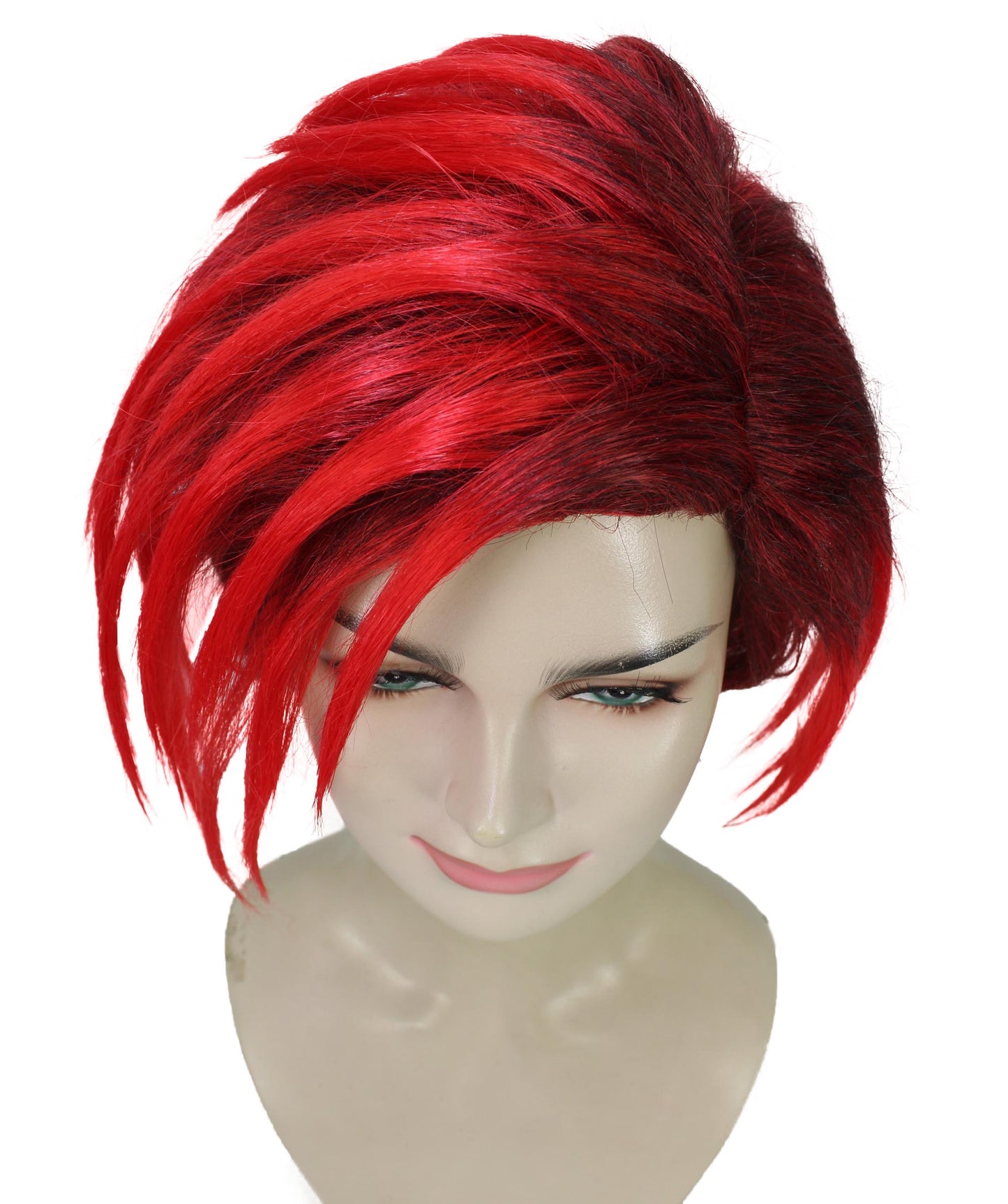 女性用H-5904 ビデオゲーム ショート スカーレット レッド ウィッグ ハロウィンに最適 難燃性合成ファイバー