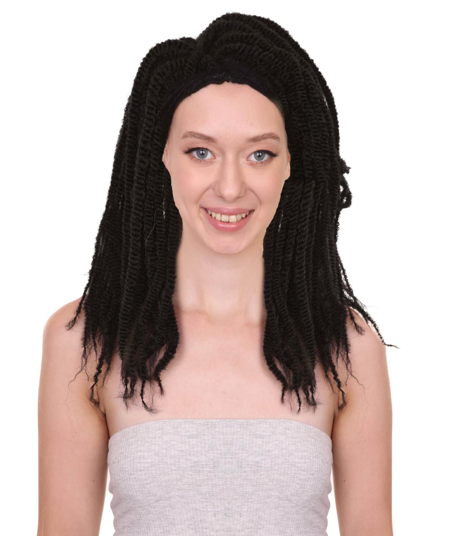 Wigs2youハロウィンパーティープレミアムレディースH-1942 美しい見た目のロングブラックドレッドロックウィッグ