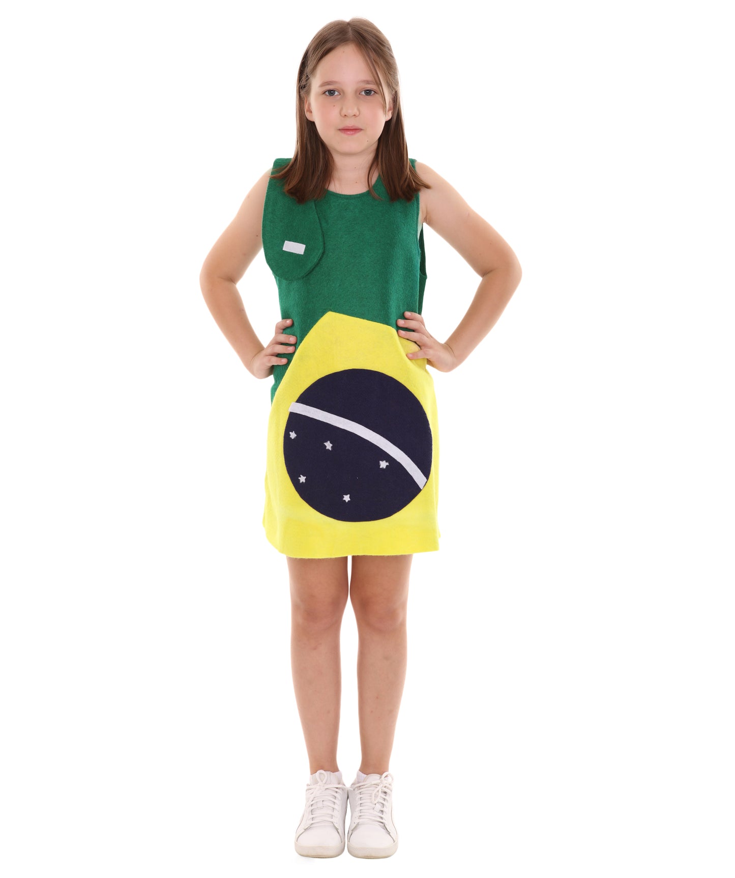ブラジル国旗トロールのドレススポーツコスチューム愛国コスプレ子供の女の子JCO-184Kidsコスチューム