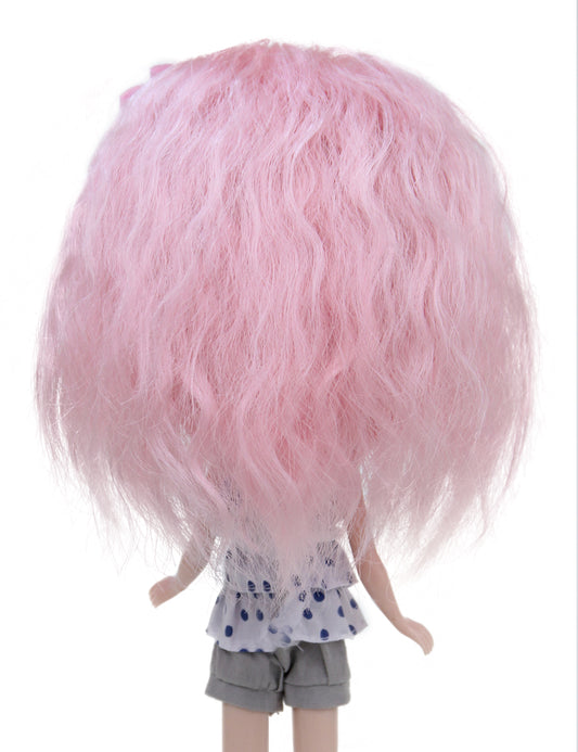 カジュアルなミディアムカールヘアスタイル、自然でおおらかな雰囲気のドールウィッグ B-159、綿飴のような柔らかさで額を覆う前髪