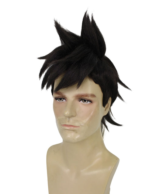 メンズ H-6119 デーモンハンターショートスパイキーアニメウィッグ通気性キャップレスキャップ難燃性合成繊維