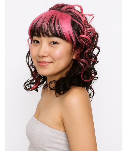 コスプレ・ゲーム怪物ブラック・ピンク|婦人用性格コスプレ・ハロウィンかつら|割増空気を通すCaplessなキャップH-390