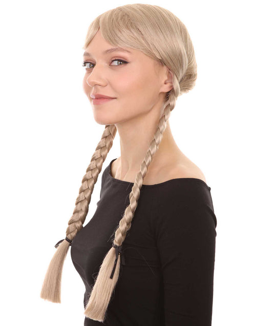 大人の女性用ダッチガールアッシュブロンドウィッグ H-3634 ハロウィンに最適 難燃性シンセティックファイバー