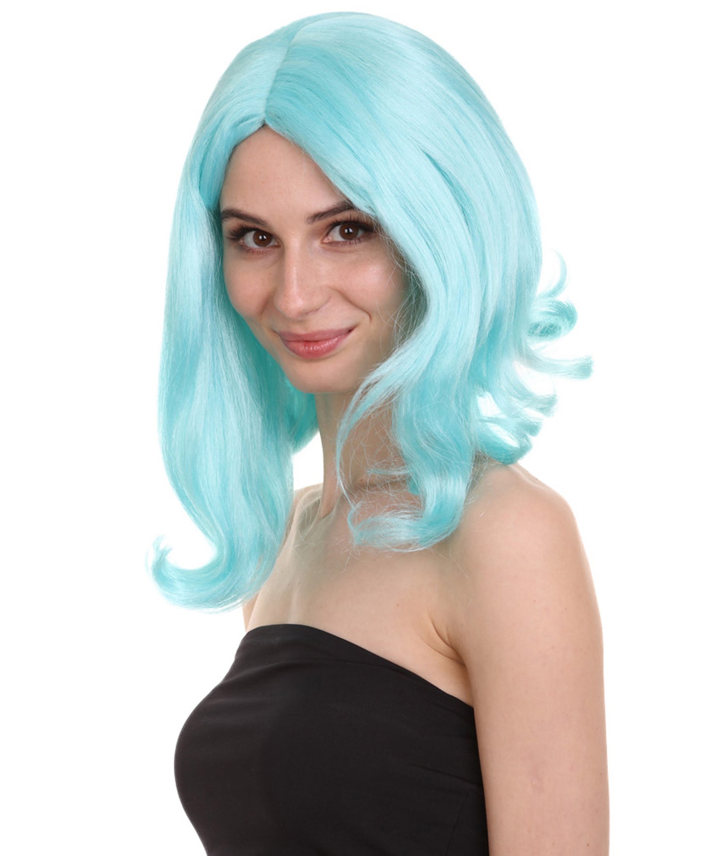 Wigs2you ハロウィン パーティー プレミアム レディース H-1278 簡単に着用でき、快適なフィット感、ライト ブルー ページボーイ ウィッグ