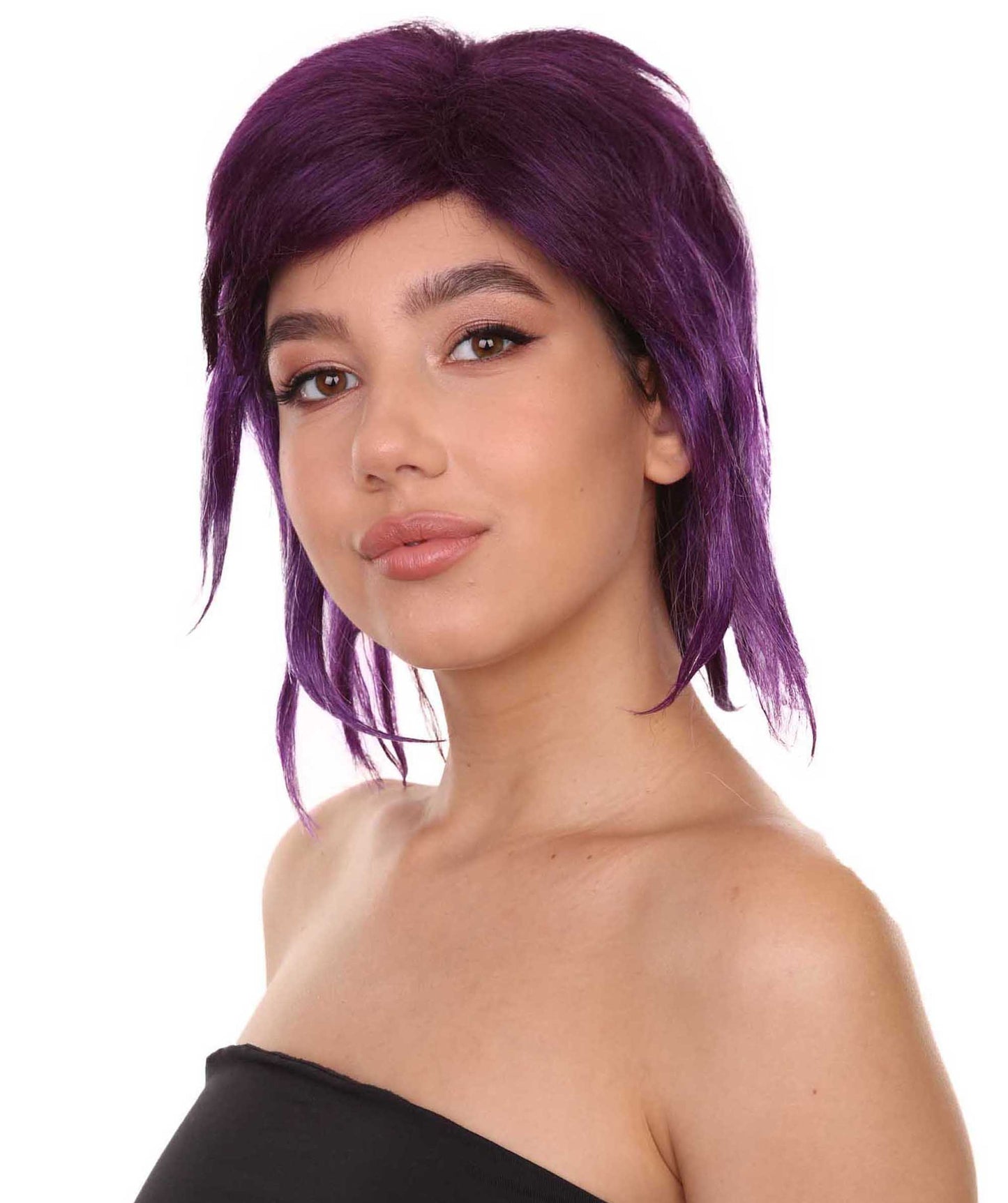 ハロウィンパーティープレミアムレディ H-5436 ミディアムレングス ハロウィンアニメーションシールドヒーローオンブレウィッグ パープル