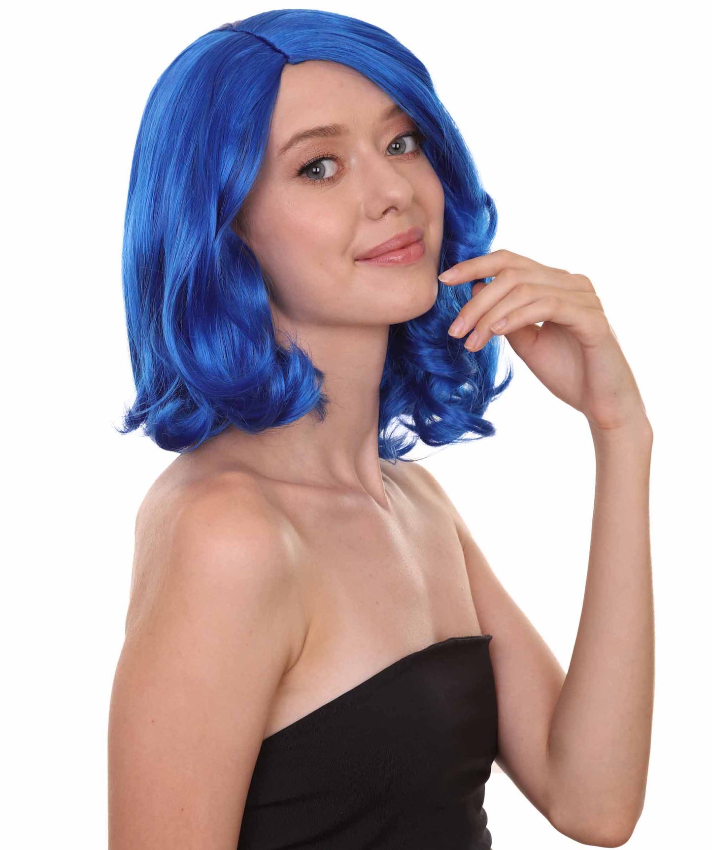 Wigs2you ハロウィン パーティー プレミアム 簡単に着用できる H-1131 とても快適なダークブルー カーリー レディ ウィッグ