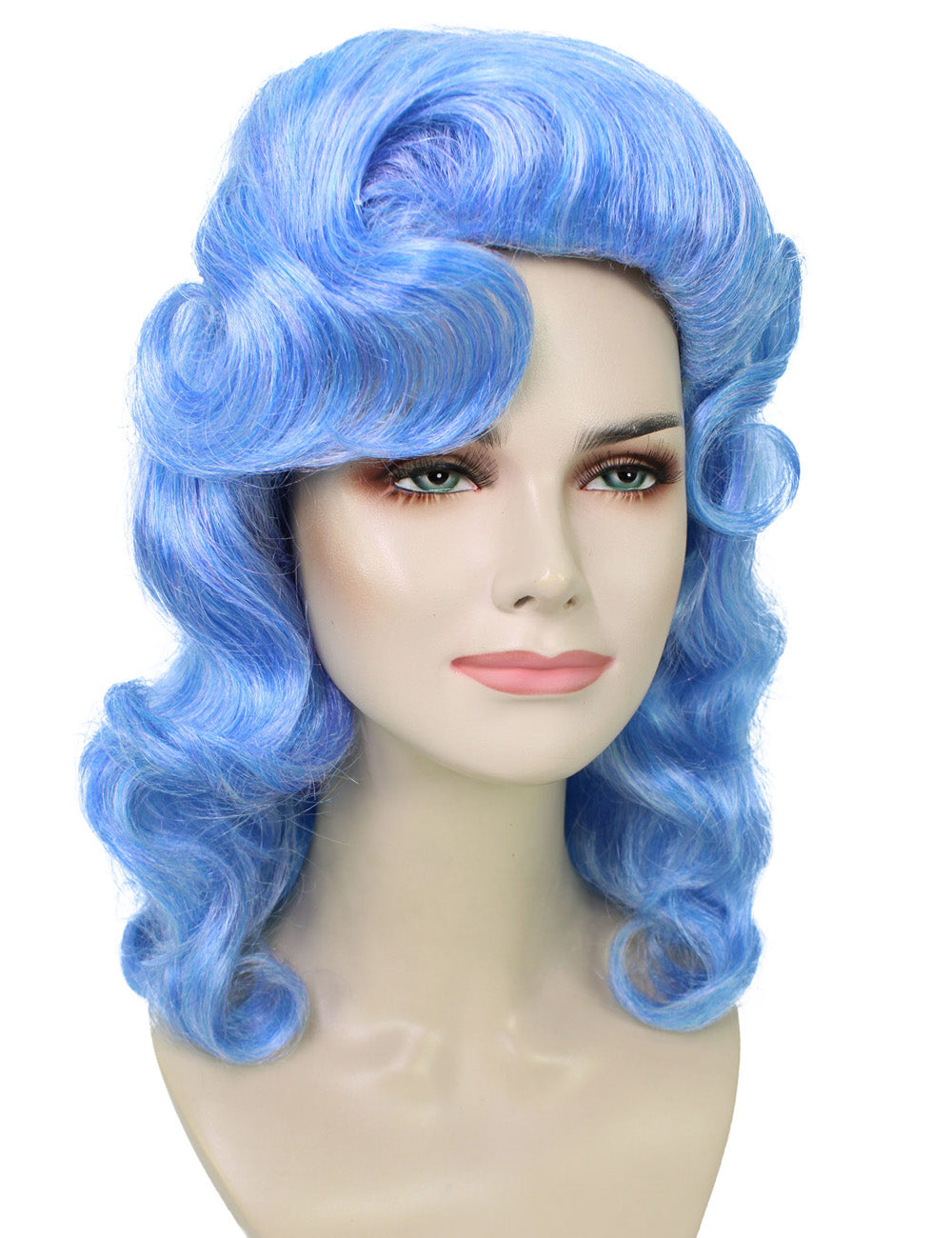 Wigs2you ハロウィンパーティ プレミアムレディース ヴィンテージブルーカーリーウィッグ H-5741