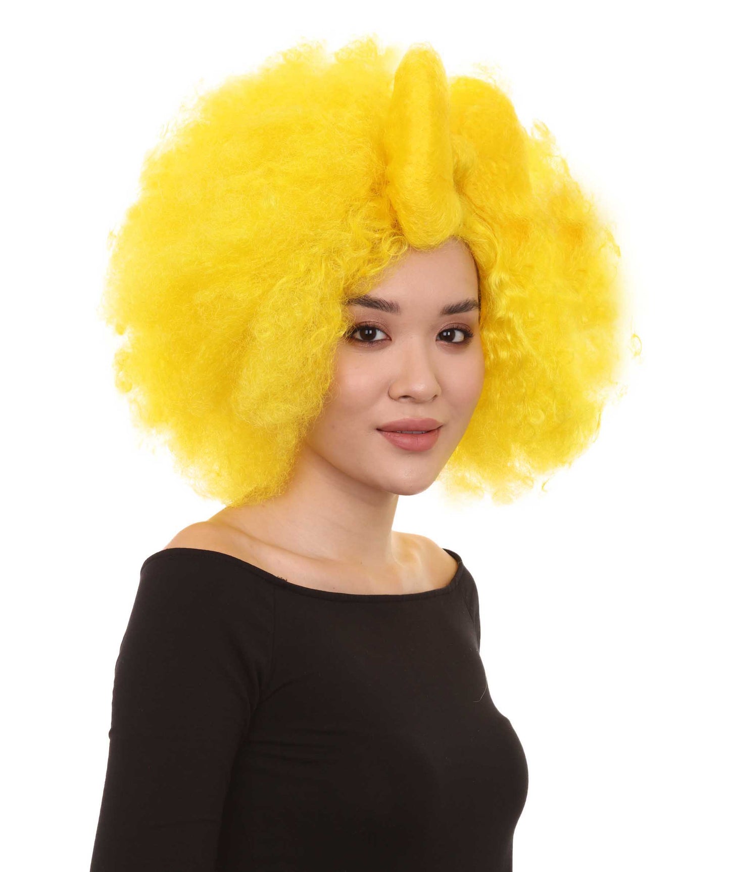 Wigs2you ハロウィン パーティー プレミアム レディース H-1237 着けやすい 快適なフィット感 イエロー アフロ スモール ボウウィッグ