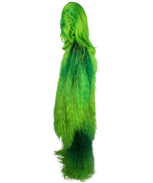 ユニセックス JCP-210_7 の長い毛むくじゃらの戦士の猿の軍事リーダー抵抗戦士 グリーン コスプレコスチュームとウィッグのバンドル