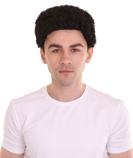 ハロウィンパーティー プレミアム 男性用 H-2410 ブラック ショート パンク アフロ ウィッグ