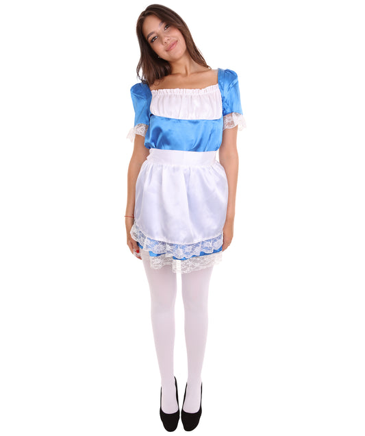 女性用 JCO-343_3 伝統的なメイド制服コスプレ ロイヤルブルーコスチューム