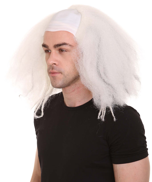 ハロウィーンパーティープレミアムメンズH-3626ホワイトボールドクラウンウィッグ