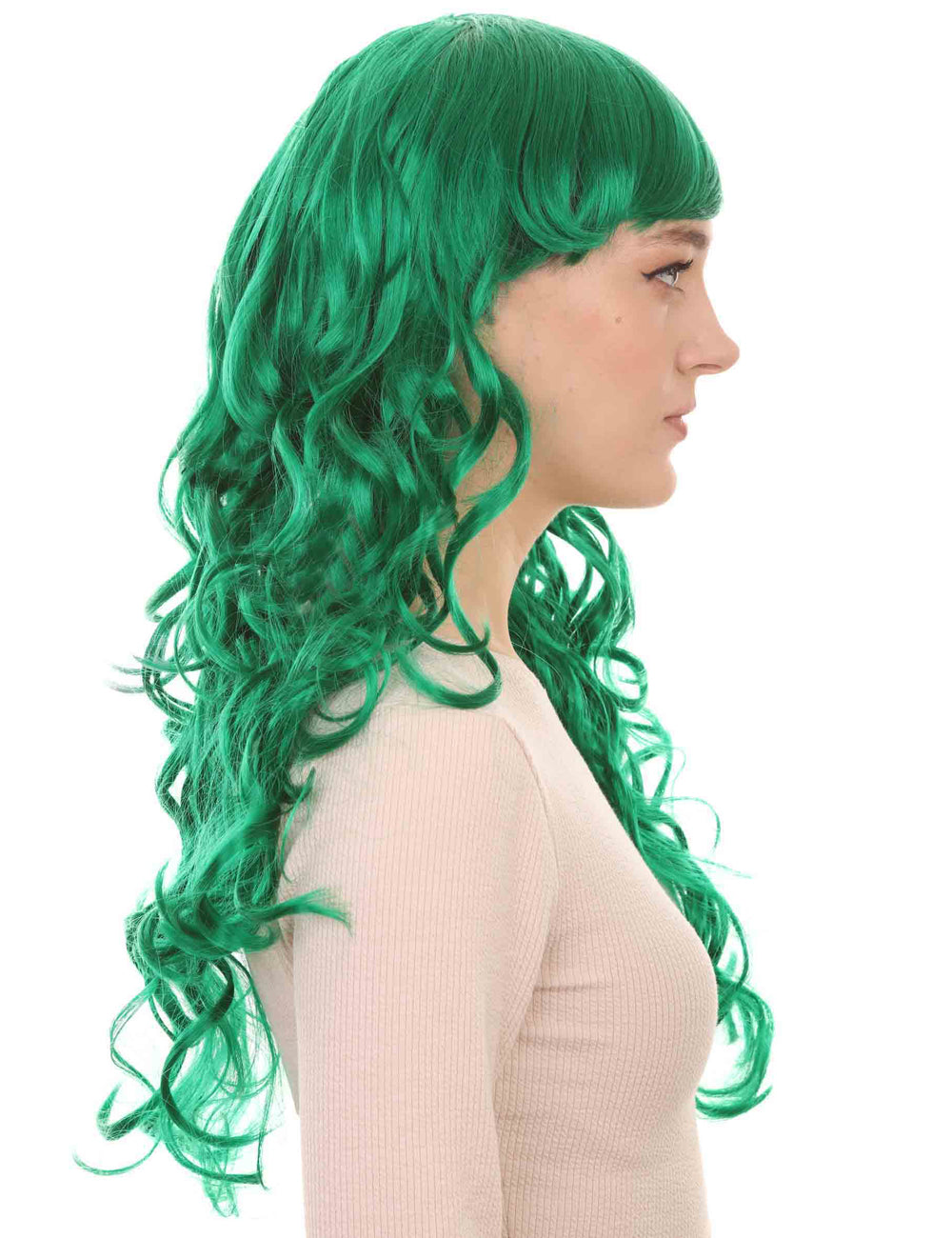 Wigs2you ハロウィン パーティー プレミアム レディース H-663 ロング グリーン カール ウィッグ