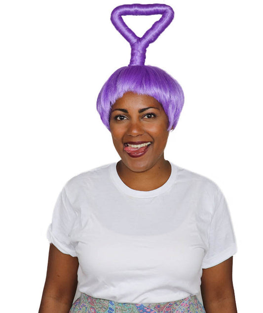 アニメーションクリーチャー女性用コスプレウィッグ テレタビーズティンキーウィンキー H-3366 紫 華やかなパーティーハロウィンウィッグ プレミアム通気性のあるキャップレスキャップ