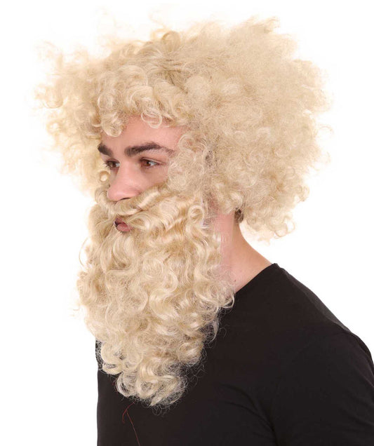 聖書の男性かつら&あごひげ|ブロンドのコスプレ・ハロウィンかつら|割増空気を通すCaplessなキャップH-457