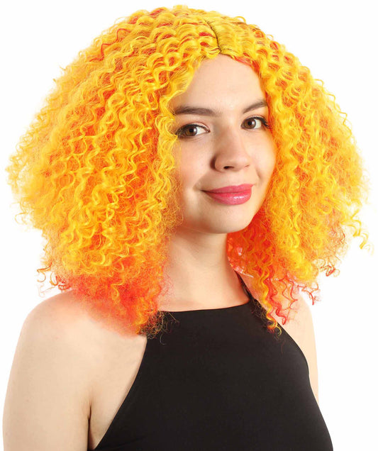 女性用ショルダーレングスカーリーウィッチウィッグ オレンジオンブレ H-5374_33 合成繊維ヘア ハロウィンパーティーウィッグコレクション