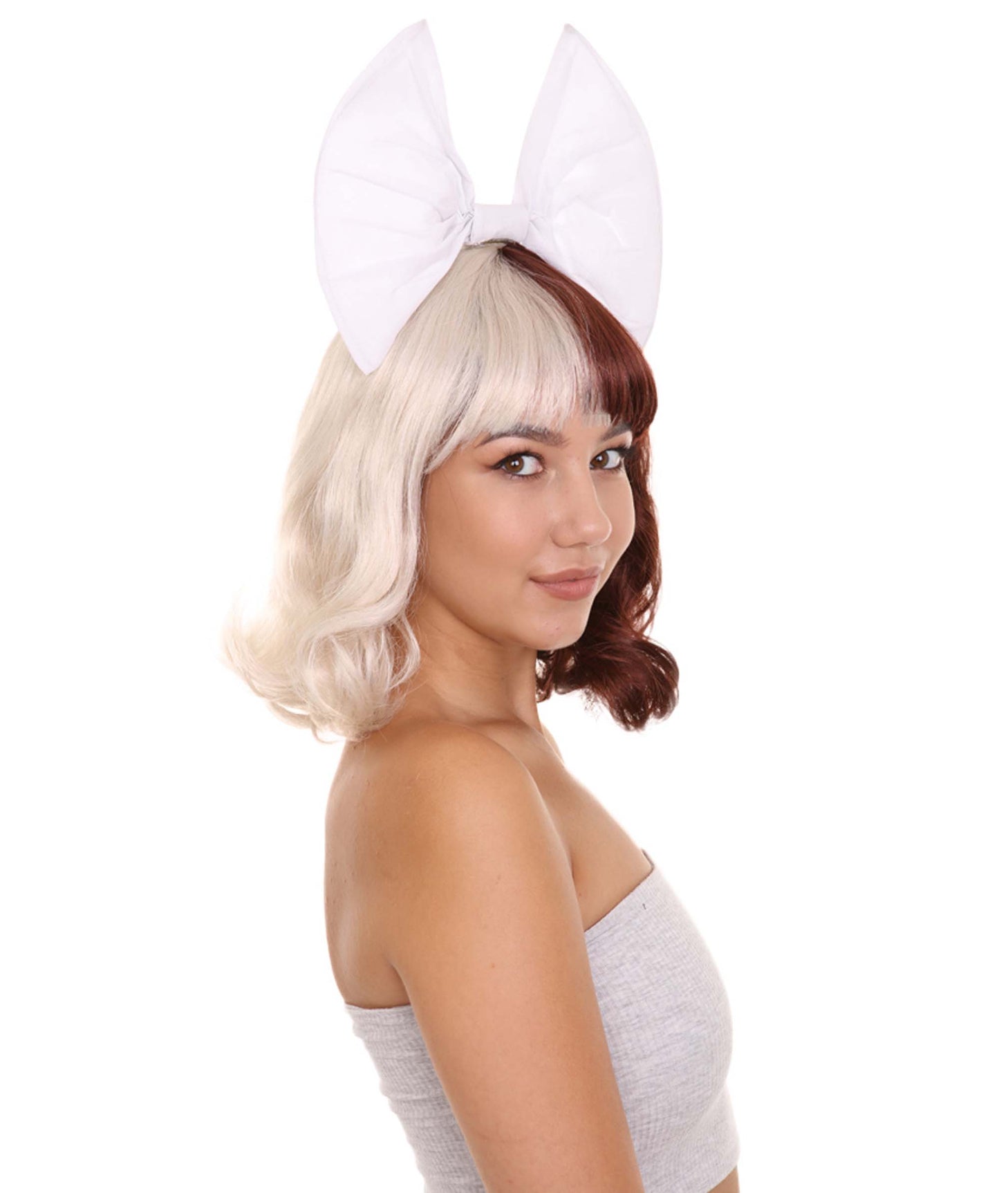 Wigs2you ハロウィンパーティープレミアムレディース H-1825 華やかに見える独占コスプレウィッグ メラニー白リボンスタイル