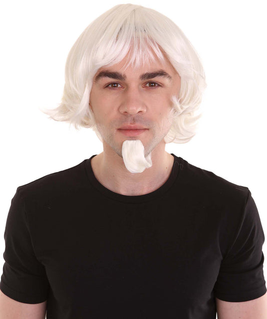 ハロウィンパーティー プレミアム 男性用 H-2253 アンクル・サム ホワイト ウィッグ および ゴーティ セット