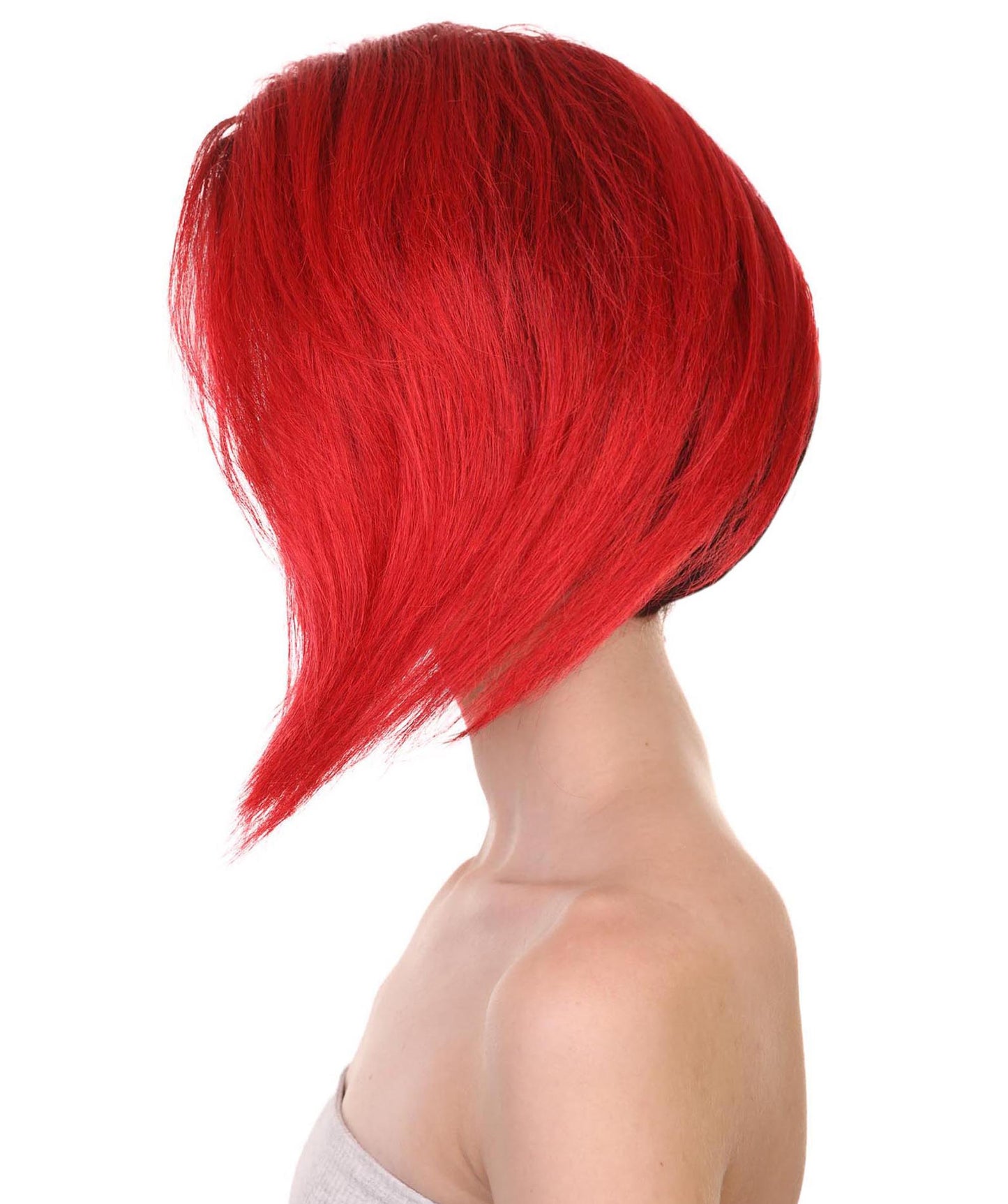 プレミアムハロウィンパーティーレディ H-5467 ミディアムレングス レッドブラックバレリーパンクウィッグ 赤と黒