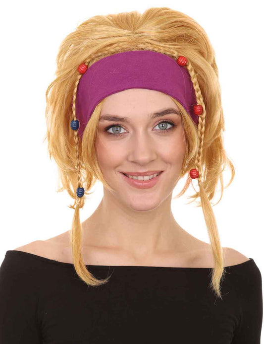 ジプシーウィッグ ミディアム ゴールデン コスプレ ハロウィン ウィッグ プレミアム通気性キャップレスキャップ H-284