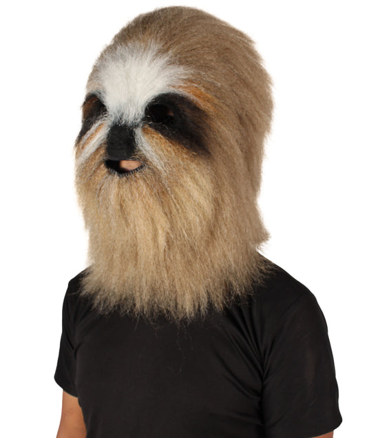 ユニセックス H-6166 心地よい毛皮のナマケモノ ブラウン マスコットマスク ハロウィンやコスプレに最適 難燃性合成繊維