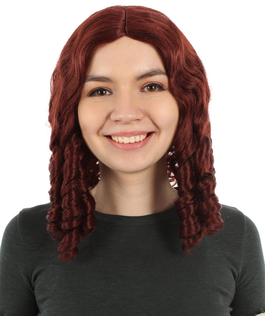 女性用14インチショルダーレングスウィーブカーリーゴルディロックスウィッグ ダークブラウン H-5377_18 ソフト合成繊維ヘア ハロウィンパーティーウィッグ