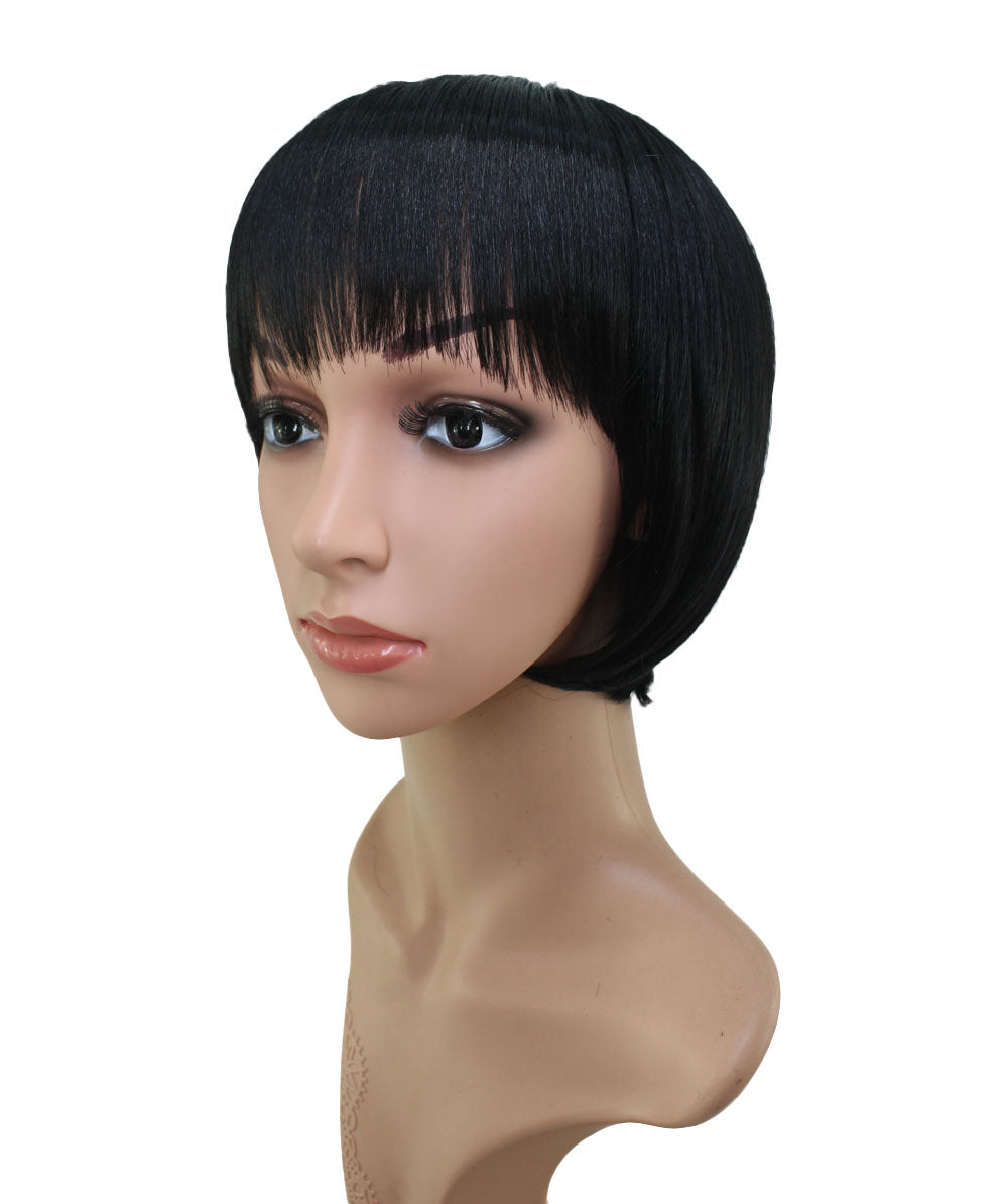 "耐熱商品☆トップに重みを持たせたショートヘア!毛先の軽やかさとお目めパッチりなパッツン前髪が可愛い♪ ウィッグネット付き♪ W-596 "