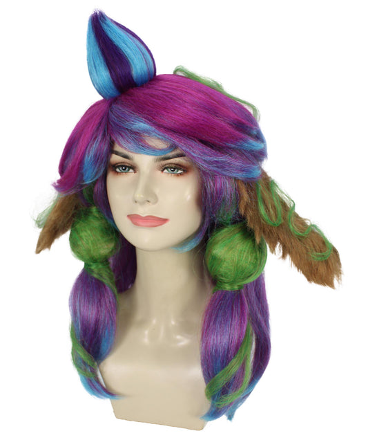 女性用 H-6004 原色ゲーミングキャラクター ロング コスプレウィッグ ハロウィンに最適 難燃性合成繊維
