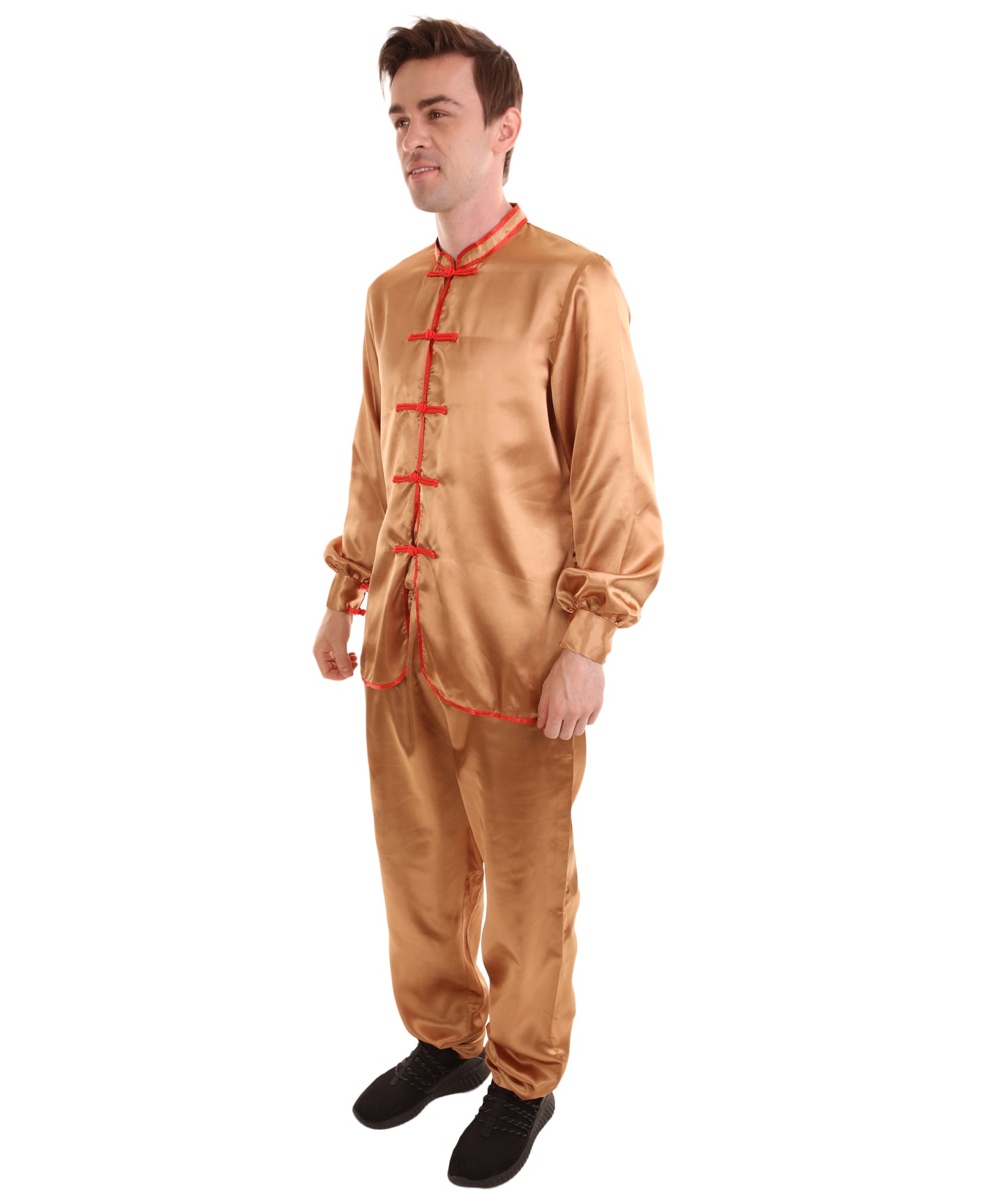大人用メンズ JCO-269_3 中国の伝統的なカンフー ブラウンサテン 制服 コスプレ衣装