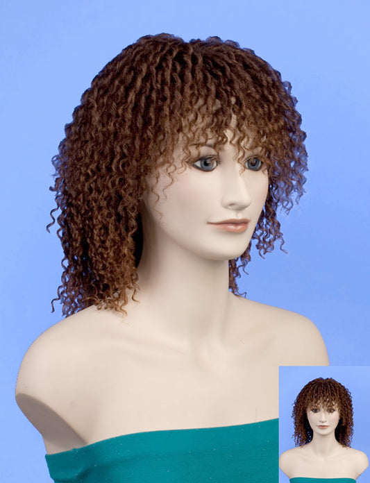 毛束をねじってねじって、さらにもっとも細かいカールをかけてあるミディアムスタイルです。ウィッグネット付き♪ W-319