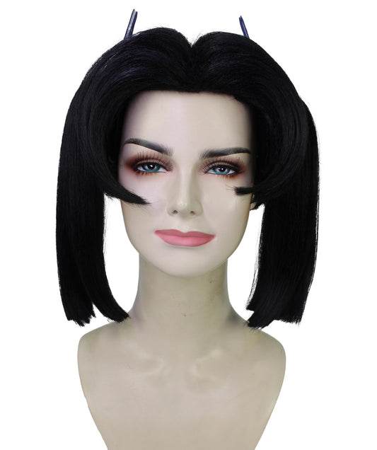 ハロウィーンのために完全な分けられたフリンジが付いているWigs2youの大人の女性のH-5888悪魔の黒のツインテールのかつら 難燃性の合成繊維