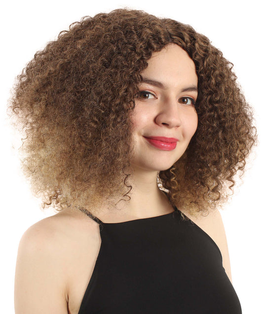 女性用ショルダーレングスカーリーウィッチウィッグ ミックスブロンド H-5374_25 合成繊維ヘア ハロウィンパーティーウィッグコレクション