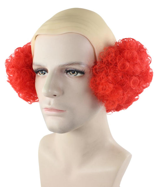 はげ頭 カーリー レッド クラウン ウィッグ H-2213 赤い ウィッグ キャップ付き