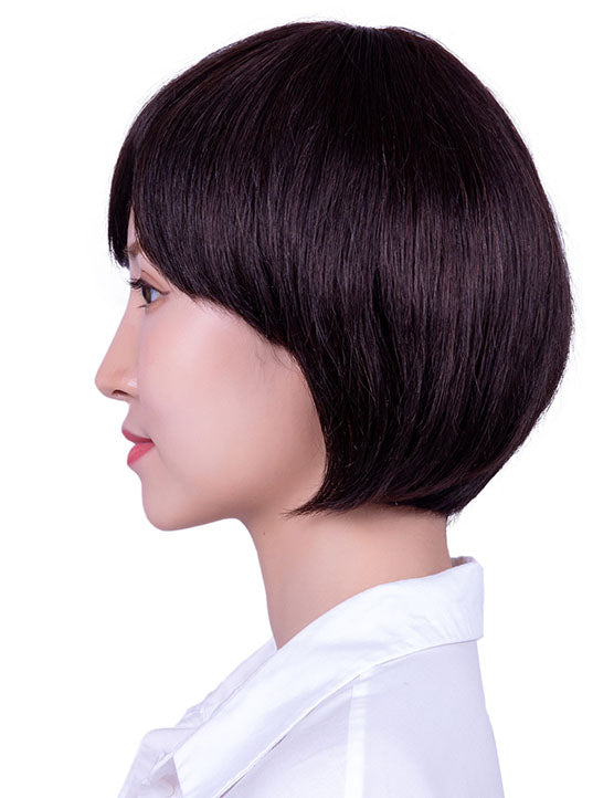 30歳〜40歳 若者の短い HT-019 100% ヒューマンヘア ナチュラルエレガンス ハンドタイド ヒューマンヘア束