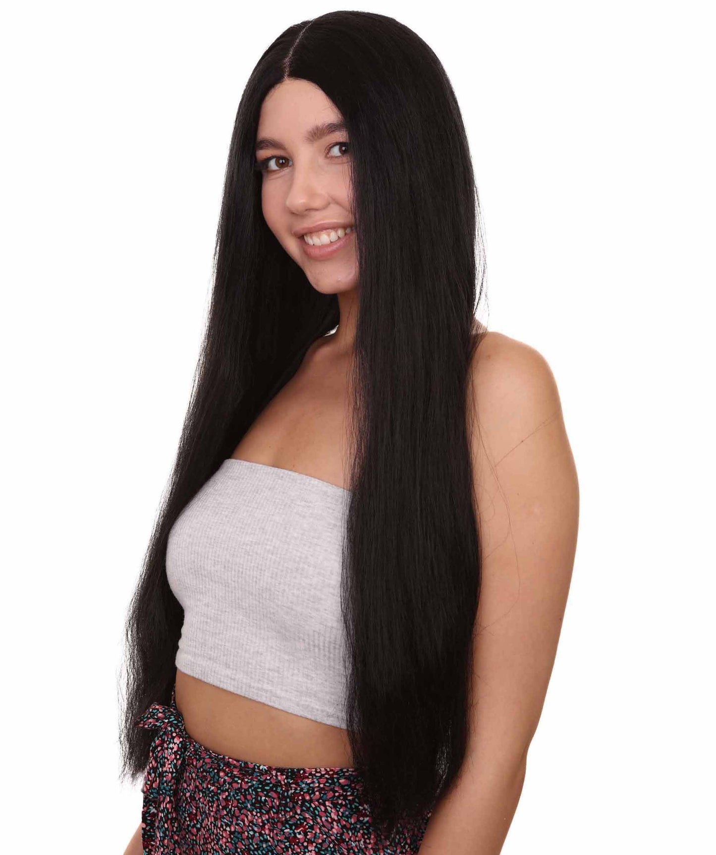 プレミアムハロウィンパーティー H-5374 女性用 アニメーションファミリーパーティーウィッチコスプレ レースフロントウィッグ ブラック