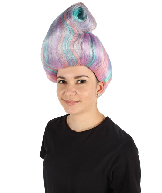 プレミアム レディース H-6274 ドラッグ クイーン レインボー ウィッグ ハロウィンに最適 難燃性合成繊維