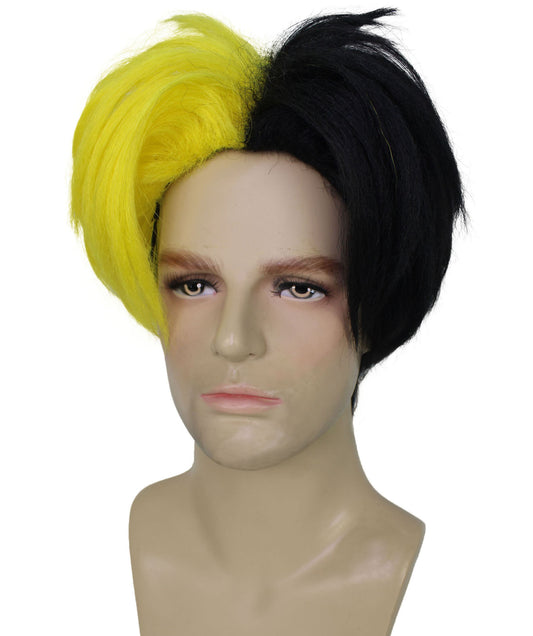 Wigs2you H-6918 アニメ風ビジョナリーショート 黒と黄色のウィッグ|ハロウィンにぴったり|難燃性合成繊維