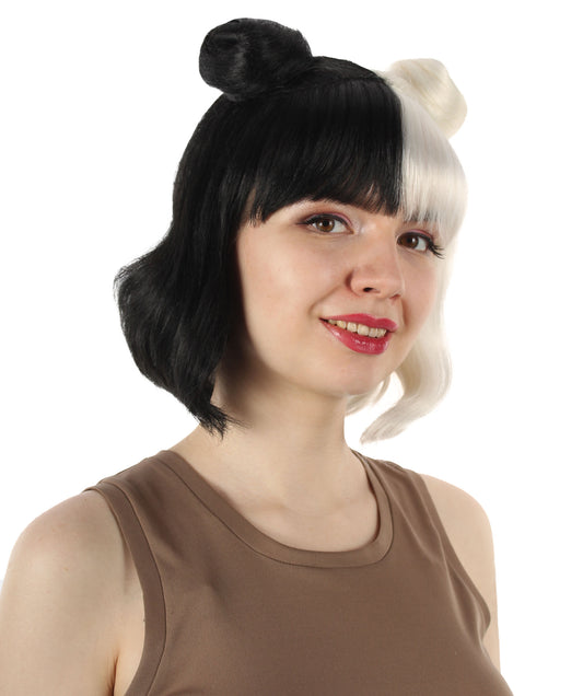 女性用ショルダーレングスフラッパーウィッグ ブロンドピンク H-5375_19 合成繊維ヘア ハロウィンパーティーウィッグコレクション