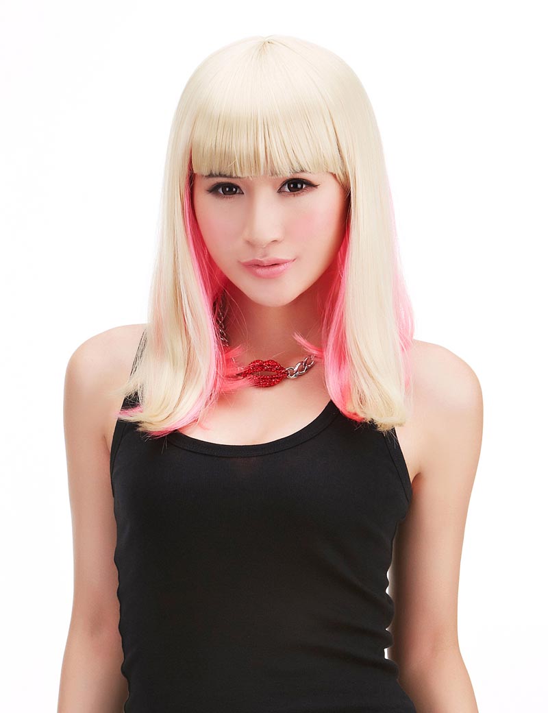 パッツン前髪がとってもかわいいスタイルです!!ヘアーの長さが42cmあります♪ウィッグネット付き♪ PTB-009