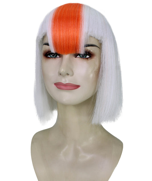 レディース H-6007 カットアウト オレンジ ボブ ウィッグ コスプレに最適 難燃性合成繊維