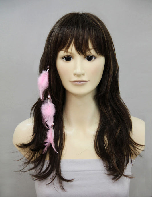 女性 W-1000 のおしゃれなベビーピンク フラフラフェザーキュートエクステンション ヘアアクセサリー 合成繊維