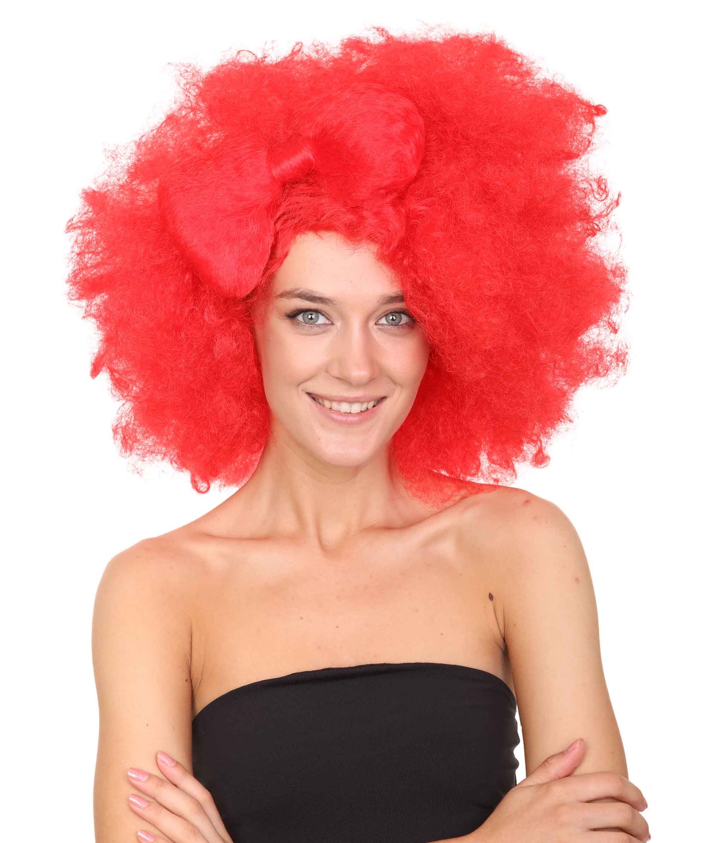 Wigs2you ハロウィン パーティー プレミアム レディース H-1231 快適なフィット感のレッド アフロ スモール ボウ ウィッグ