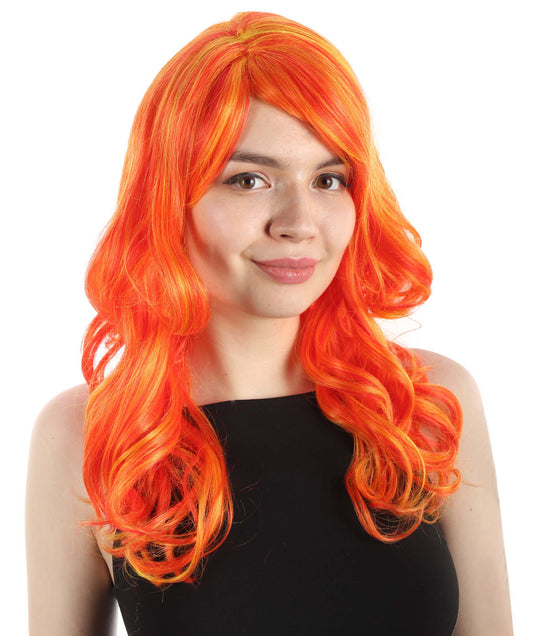 マーメイドフェアリーテールウィッグ オレンジオンブレ H-5380_30 長いウェービー コスプレ ハロウィーン衣装 パーティーヘア 合成繊維